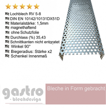 Detailaufnahme der geradlinigen Quadratlochung QG10-15 im verzinkten Stahl